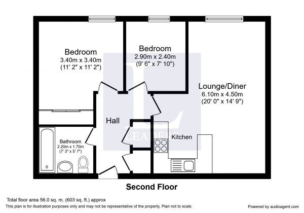 Floor Plan for 2 Bedroom Apartment to Rent in Capitol Square, Church Street, Epsom, KT17, 4NP - £260 pw | £1125 pcm