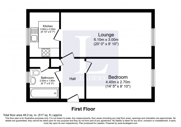 Floor Plan Image for 1 Bedroom Apartment to Rent in Firle Court, Yeomanry Close, Epsom