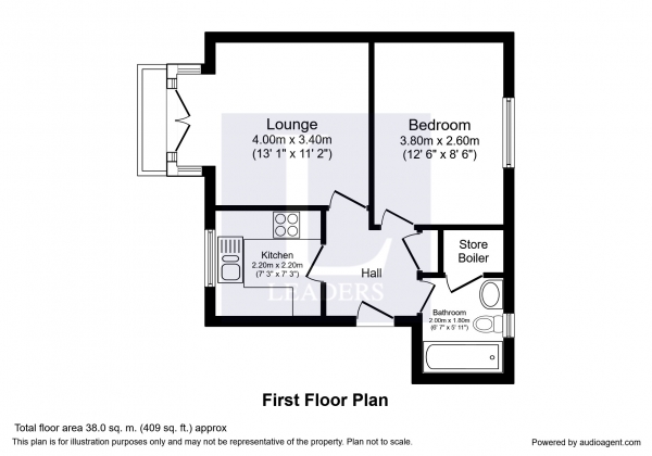 Floor Plan Image for 1 Bedroom Property to Rent in Farriers Road, Epsom