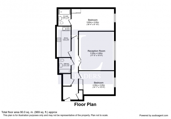 Floor Plan Image for 2 Bedroom Apartment to Rent in Horizon Court, Upper Mulgrave Road, South Cheam