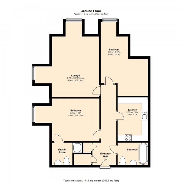 Floor Plan Image for 2 Bedroom Apartment to Rent in The Tracery, Banstead