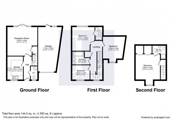 Floor Plan Image for 4 Bedroom Semi-Detached House to Rent in Horton Crescent, Livingstone Park, Epsom