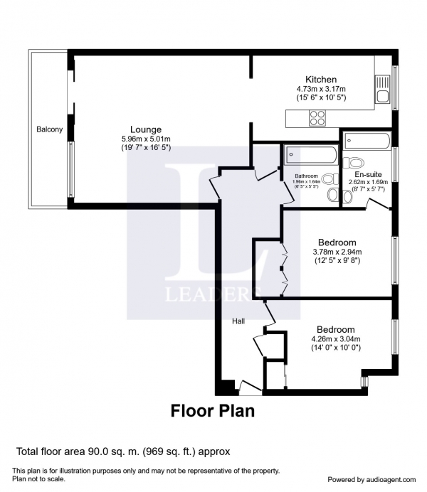 Floor Plan Image for 2 Bedroom Property to Rent in Pitt Place, Church Street, Epsom