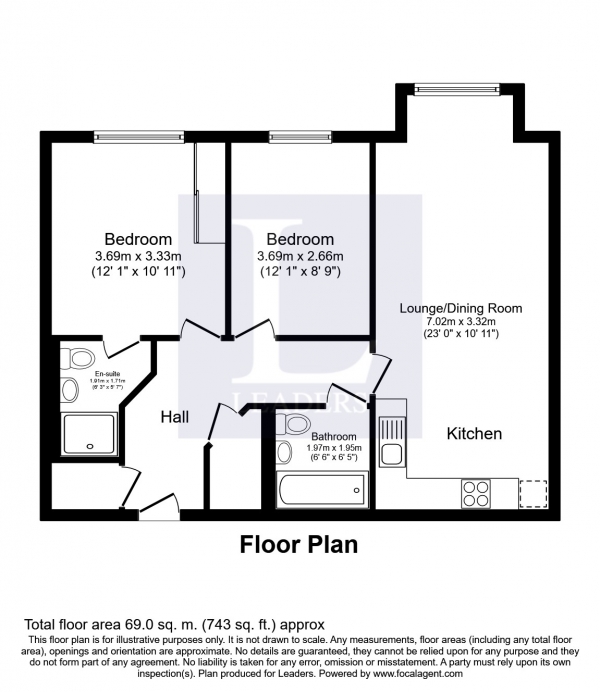 Floor Plan Image for 2 Bedroom Apartment to Rent in Primrose House, Dalmeny Way, Surrey