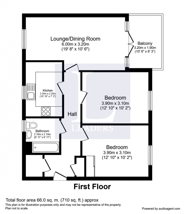 Floor Plan Image for 2 Bedroom Apartment to Rent in Beech House, Epsom