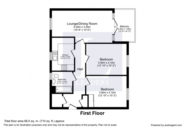 Floor Plan Image for 2 Bedroom Apartment to Rent in Beech House, Epsom