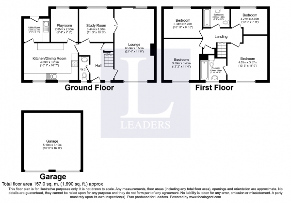 Floor Plan Image for 4 Bedroom Detached House to Rent in Bunbury Way, Epsom