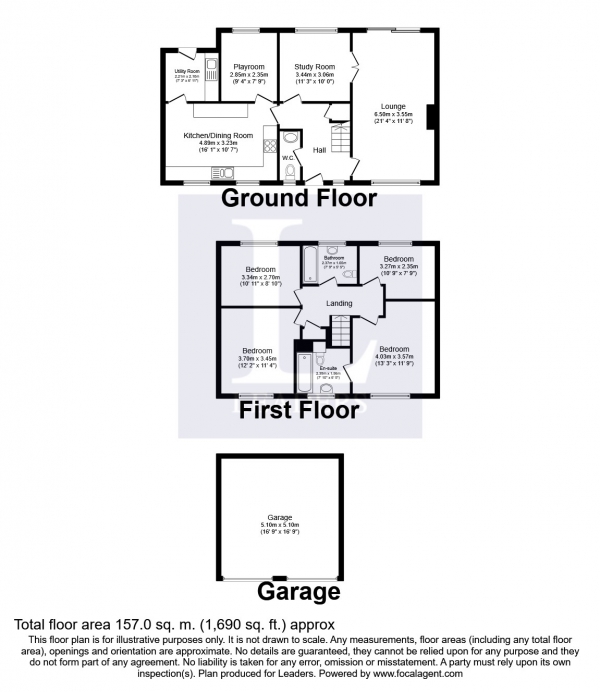 Floor Plan Image for 4 Bedroom Detached House to Rent in Bunbury Way, Epsom