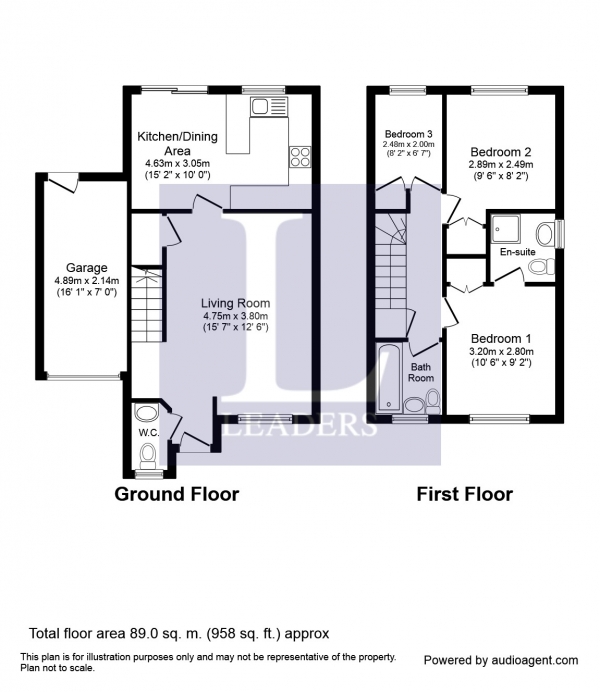 Floor Plan Image for 3 Bedroom Detached House to Rent in Trotter Way, Epsom