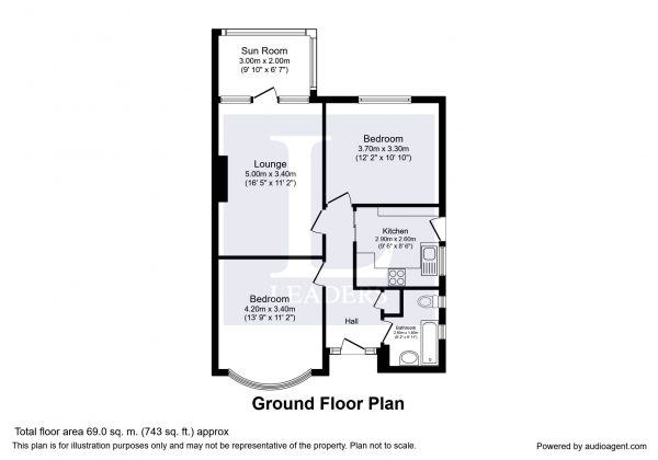 Floor Plan Image for 2 Bedroom Bungalow to Rent in Francis Close, Epsom