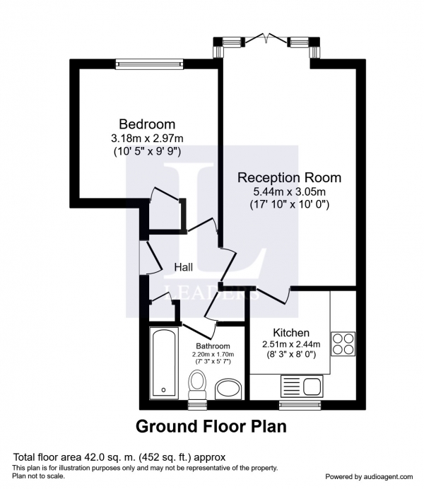 Floor Plan for 1 Bedroom Flat to Rent in Farriers Road, Epsom, KT17, 1LP - £231 pw | £1000 pcm