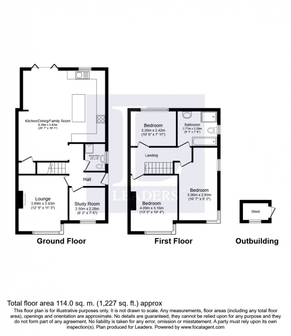 Floor Plan Image for 3 Bedroom Semi-Detached House to Rent in The Crescent, Epsom