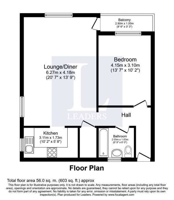 Floor Plan Image for 1 Bedroom Flat to Rent in Clovelly Court, Alexandra Road, Epsom