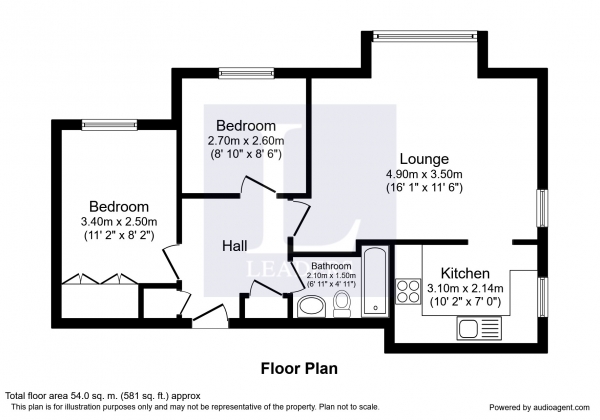 Floor Plan for 2 Bedroom Flat to Rent in Gilberts Lodge, Farriers Road, Epsom, KT17, 1NR - £219 pw | £950 pcm