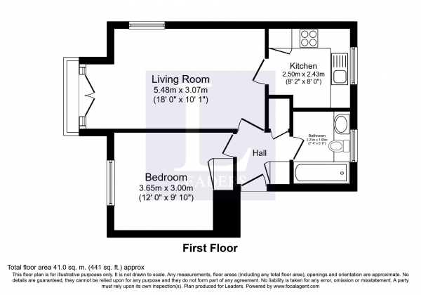 Floor Plan for 1 Bedroom Apartment to Rent in Farriers Road, Epsom, KT17, 1LP - £231 pw | £1000 pcm