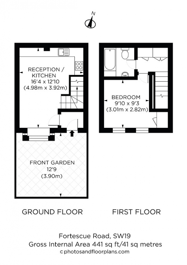 Floor Plan Image for 1 Bedroom Terraced House to Rent in Fortescue Road, Colliers Wood, London