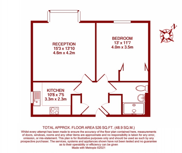 Floor Plan Image for 1 Bedroom Flat to Rent in Devonshire Road, Colliers Wood, London