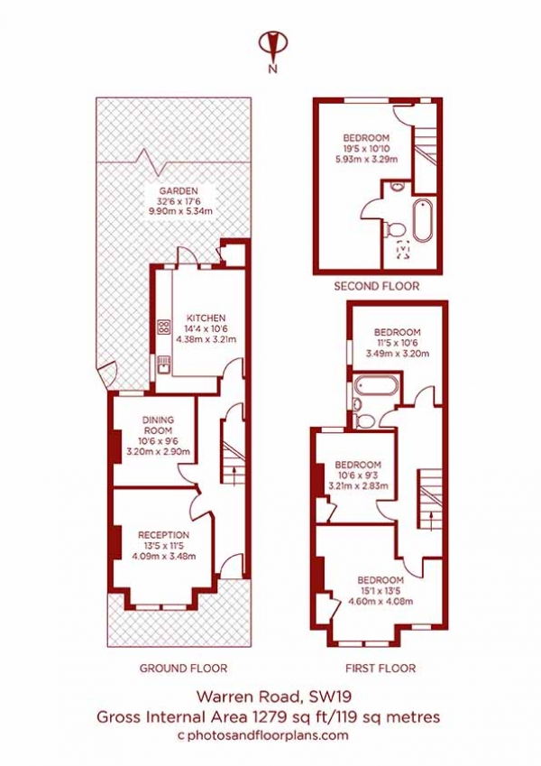 Floor Plan Image for 4 Bedroom Semi-Detached House to Rent in Warren Road, Colliers Wood, London