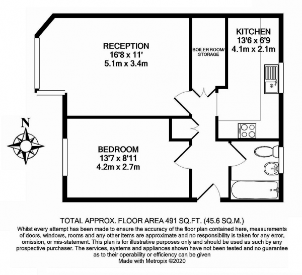 Floor Plan Image for 1 Bedroom Flat for Sale in Sheldrick Close, Colliers Wood, London