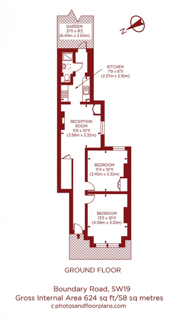 Floor Plan Image for 2 Bedroom Maisonette for Sale in Boundary Road, Colliers Wood, London