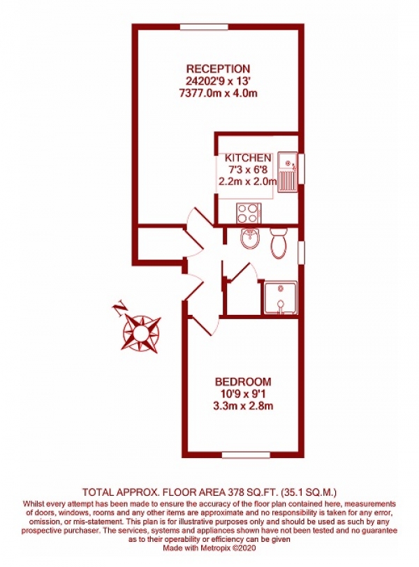 Floor Plan Image for 1 Bedroom Flat for Sale in Lowry Crescent, Mitcham