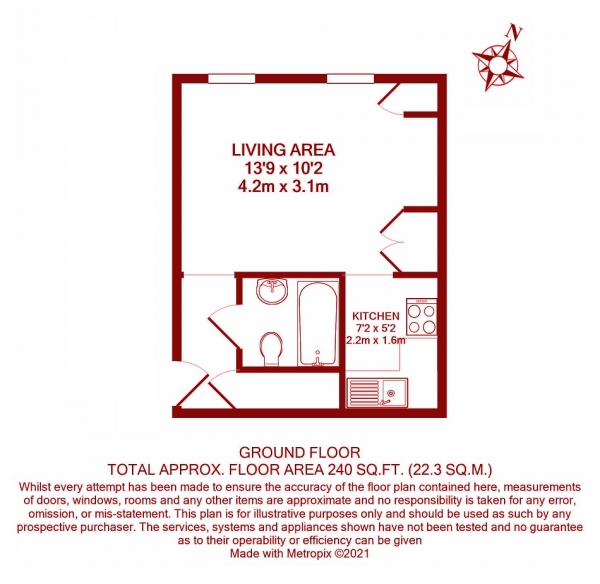 Floor Plan Image for 1 Bedroom Flat for Sale in Church Road, Mitcham