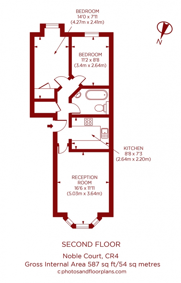 Floor Plan Image for 2 Bedroom Flat for Sale in Church Road, Mitcham