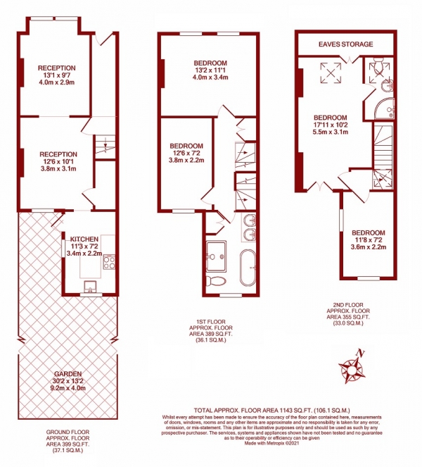 Floor Plan Image for 4 Bedroom Terraced House for Sale in Liberty Avenue, Colliers Wood, London