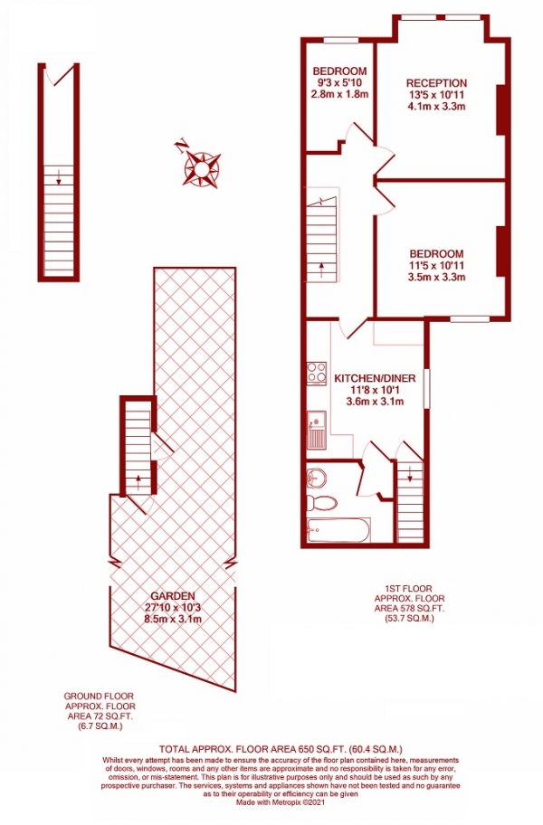 Floor Plan Image for 2 Bedroom Maisonette for Sale in Briscoe Road, Colliers Wood, London