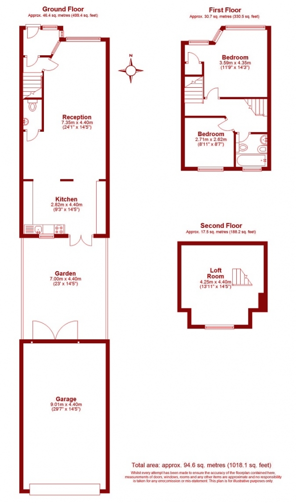 Floor Plan Image for 2 Bedroom Terraced House for Sale in Homefield Gardens, Mitcham, Surrey