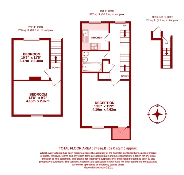 Floor Plan Image for 2 Bedroom Maisonette for Sale in Landseer Close, Colliers Wood, London