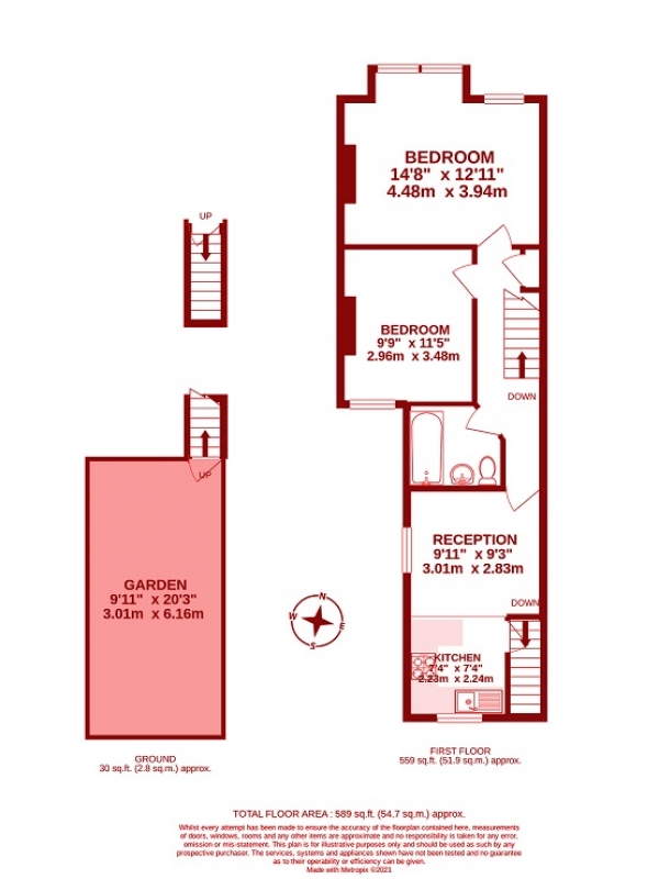 Floor Plan for 1 Bedroom Flat for Sale in Fortescue Road, Colliers Wood, London, SW19, 2EB -  &pound349,950