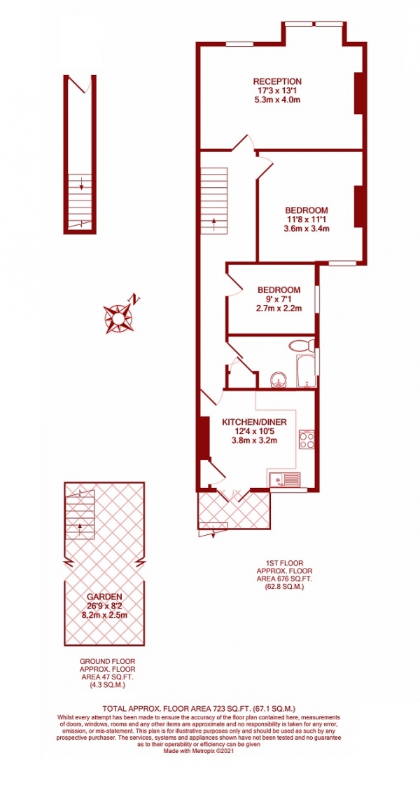 Floor Plan for 2 Bedroom Maisonette for Sale in Courtney Road, Colliers Wood, London, SW19, 2EE -  &pound479,950