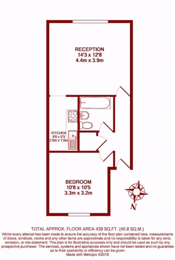 Floor Plan Image for 1 Bedroom Flat for Sale in Myrna Close, Colliers Wood, London