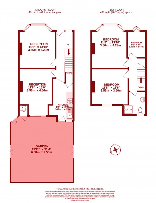 Floor Plan for 3 Bedroom Semi-Detached House for Sale in Clive Road, Colliers Wood, London, SW19, 2JA -  &pound775,000