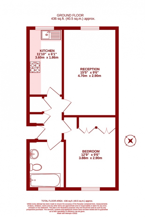 Floor Plan Image for 1 Bedroom Flat for Sale in Devonshire Road, Colliers Wood, London