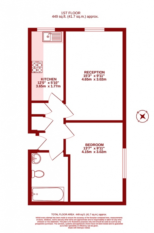 Floor Plan Image for 1 Bedroom Flat for Sale in Devonshire Road, Colliers Wood, London