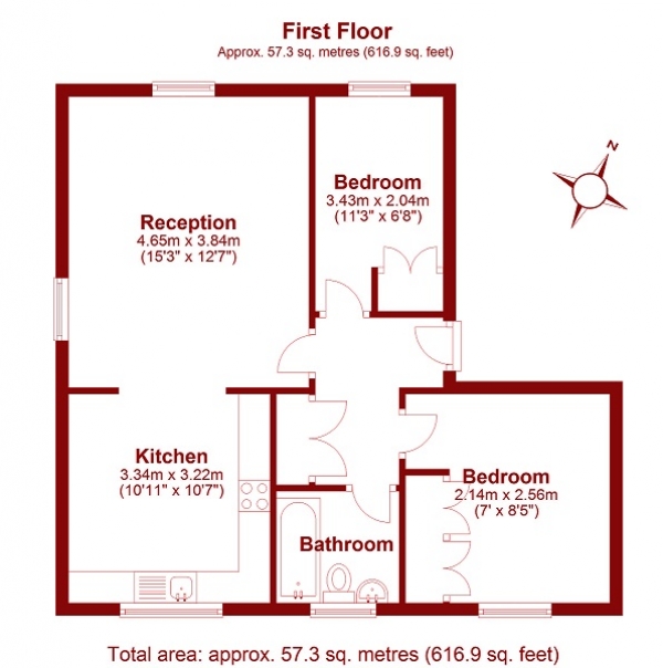 Floor Plan Image for 2 Bedroom Flat for Sale in Shelley Way, South Wimbledon, London