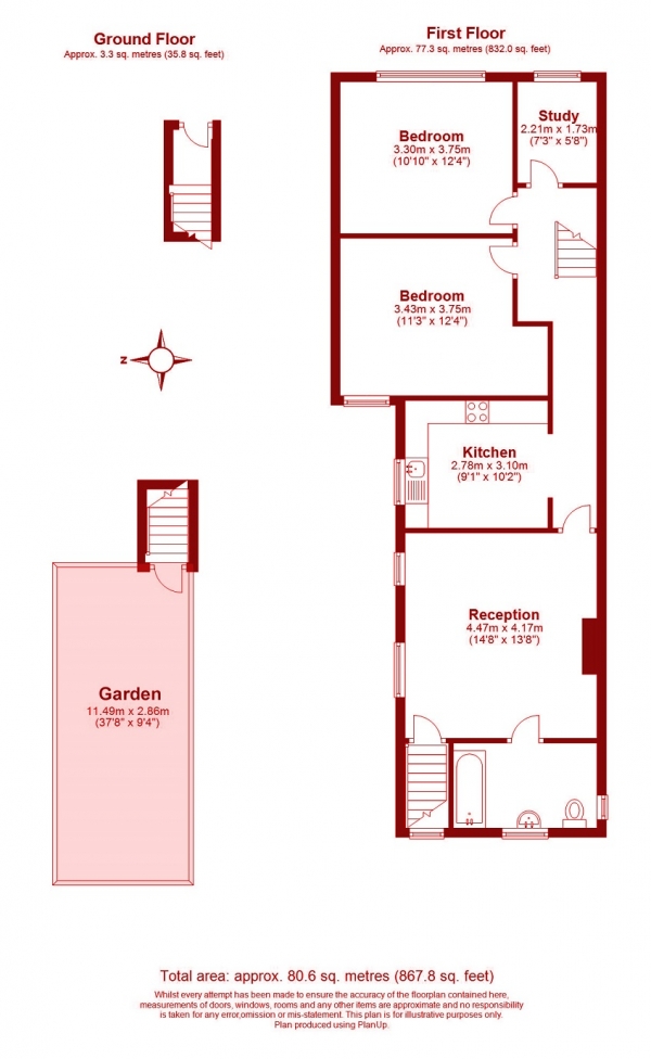 Floor Plan Image for 3 Bedroom Maisonette for Sale in Clarendon Road, Colliers Wood, London