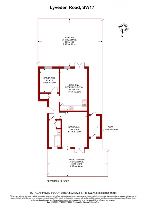 Floor Plan Image for 2 Bedroom Flat for Sale in Lyveden Road, Colliers Wood, London