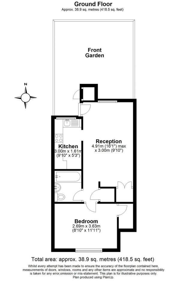 Floor Plan for 1 Bedroom Maisonette for Sale in Brangwyn Crescent, Colliers Wood, London, SW19, 2UA -  &pound299,950