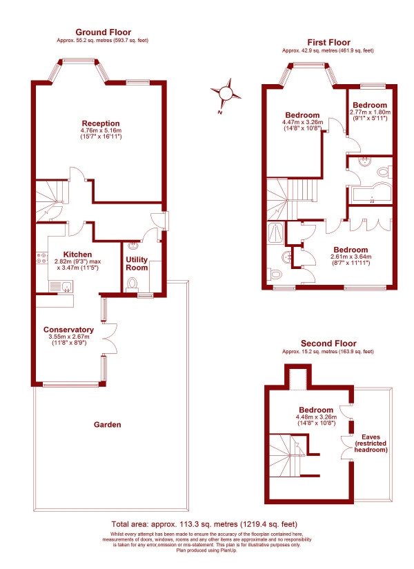 Floor Plan Image for 4 Bedroom End of Terrace House to Rent in Leamington Avenue, Morden, Surrey