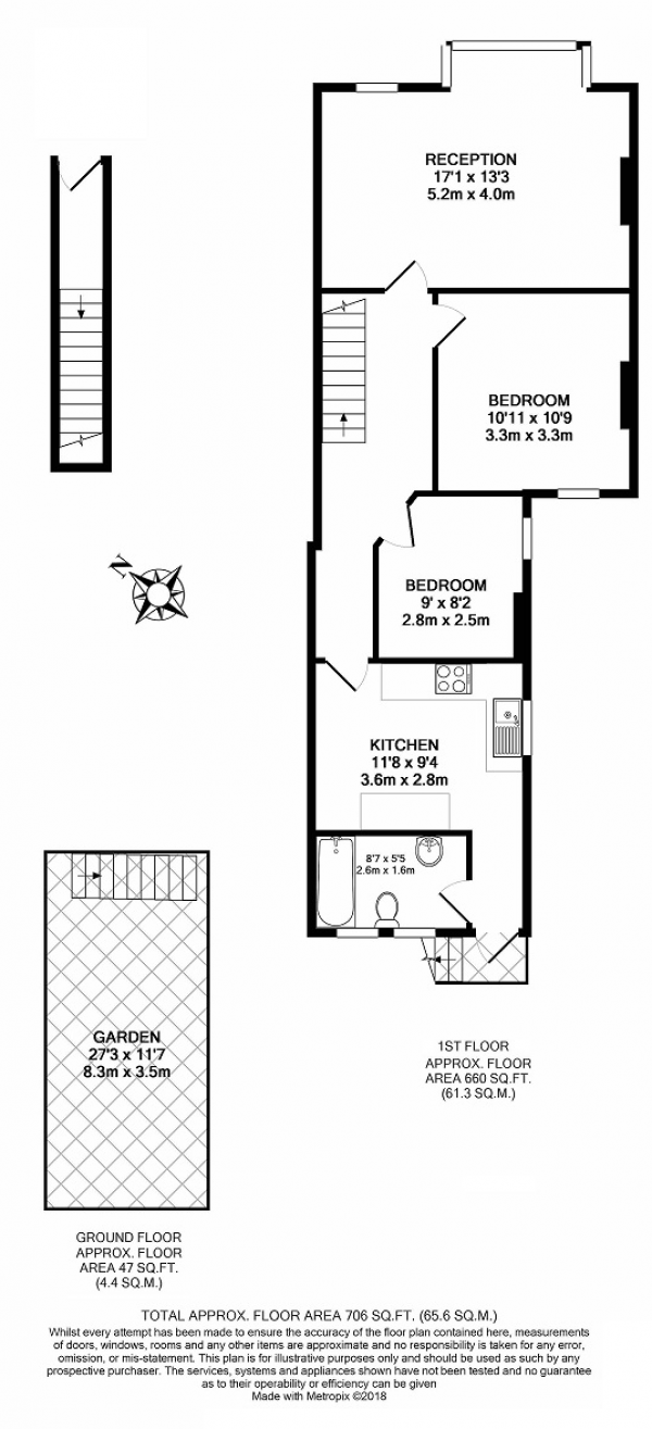 Floor Plan Image for 2 Bedroom Maisonette for Sale in College Road, Colliers Wood, London