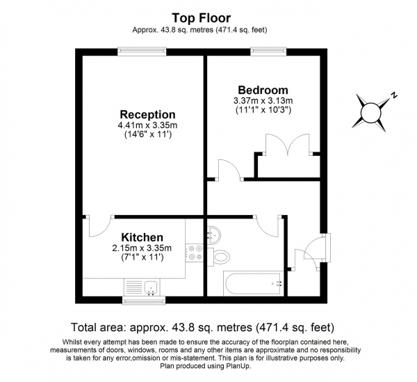 Floor Plan Image for 1 Bedroom Flat for Sale in Appleton Square, Mitcham, Surrey