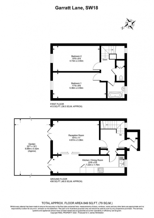 Floor Plan Image for 2 Bedroom Property for Sale in Garratt Lane, Earlsfield, London