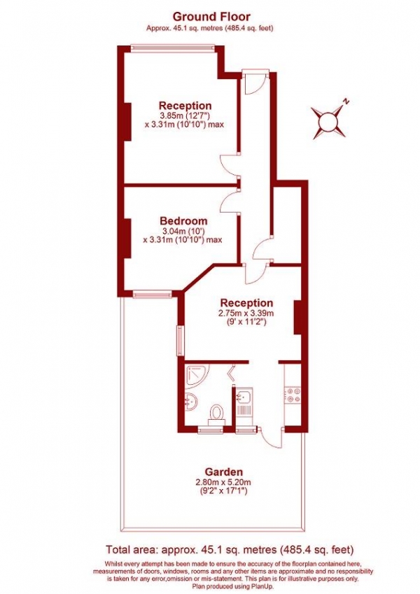 Floor Plan Image for 1 Bedroom Flat for Sale in Dinton Road, Colliers Wood, London