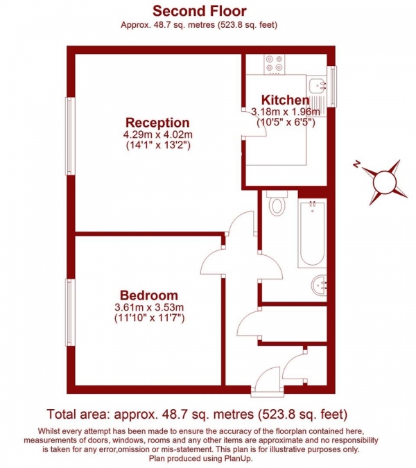 Floor Plan Image for 1 Bedroom Flat for Sale in Cairn House, 115 Devonshire Road, Colliers Wood