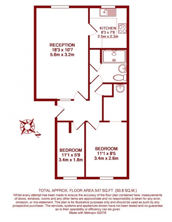 Floor Plan Image for 2 Bedroom Flat for Sale in Lowry Crescent, Mitcham, Surrey