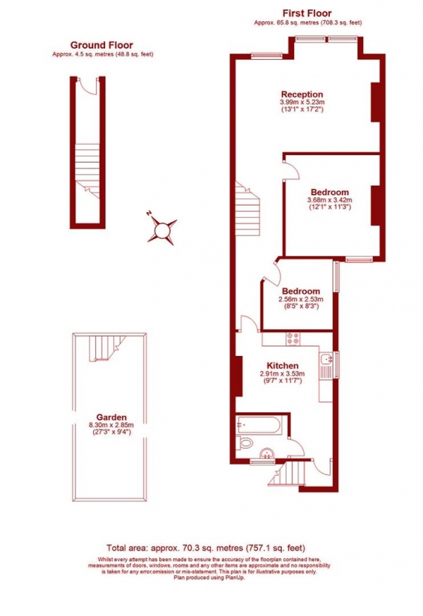 Floor Plan Image for 2 Bedroom Maisonette for Sale in College Road, Colliers Wood, London