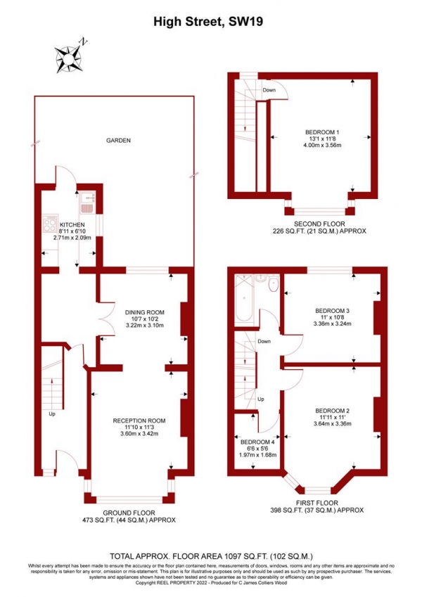 Floor Plan Image for 4 Bedroom Property for Sale in High Street, Colliers Wood, London